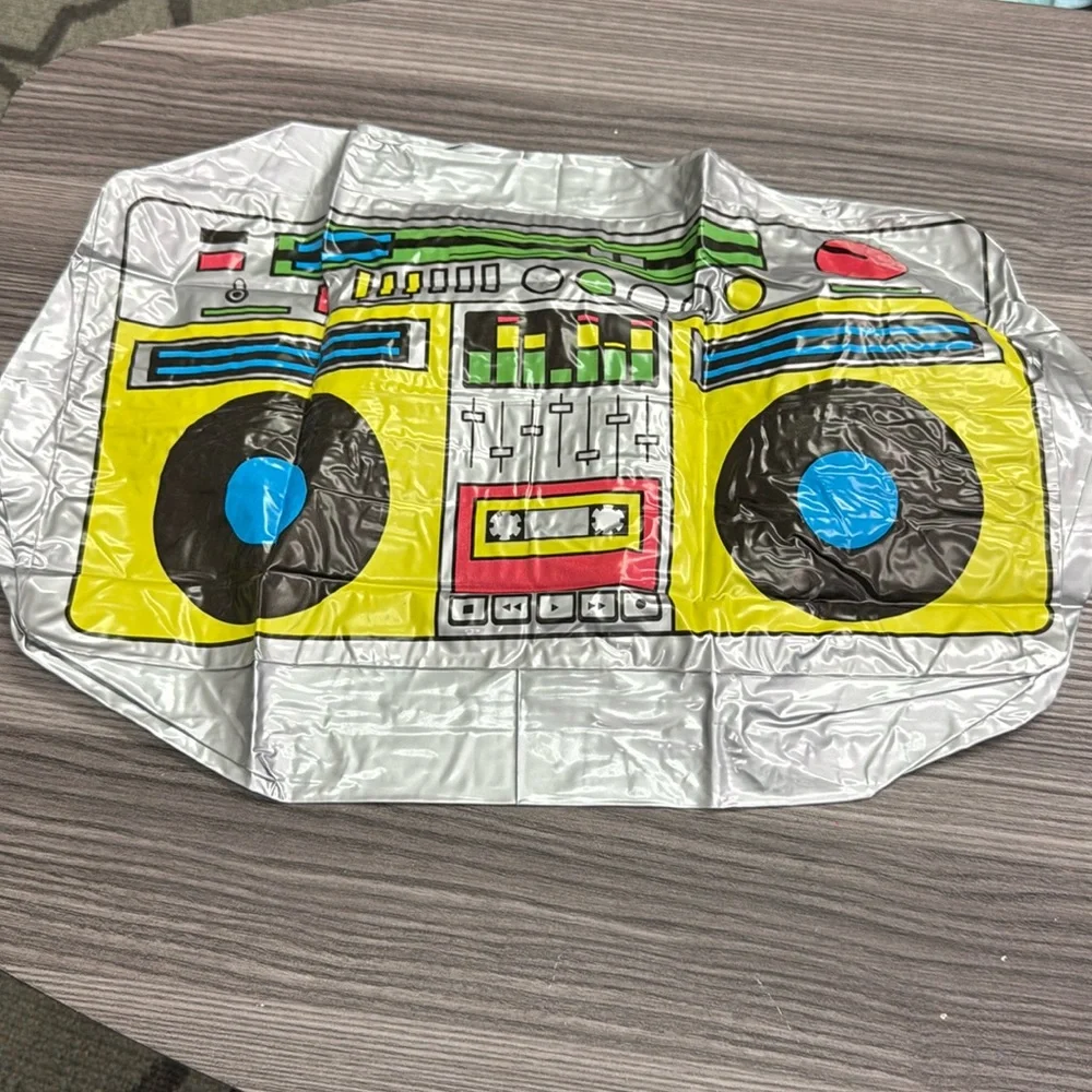 Small Inflatable Boombox Radio Party Toy, Blow Up Retro 80s 90s BOOM BOX